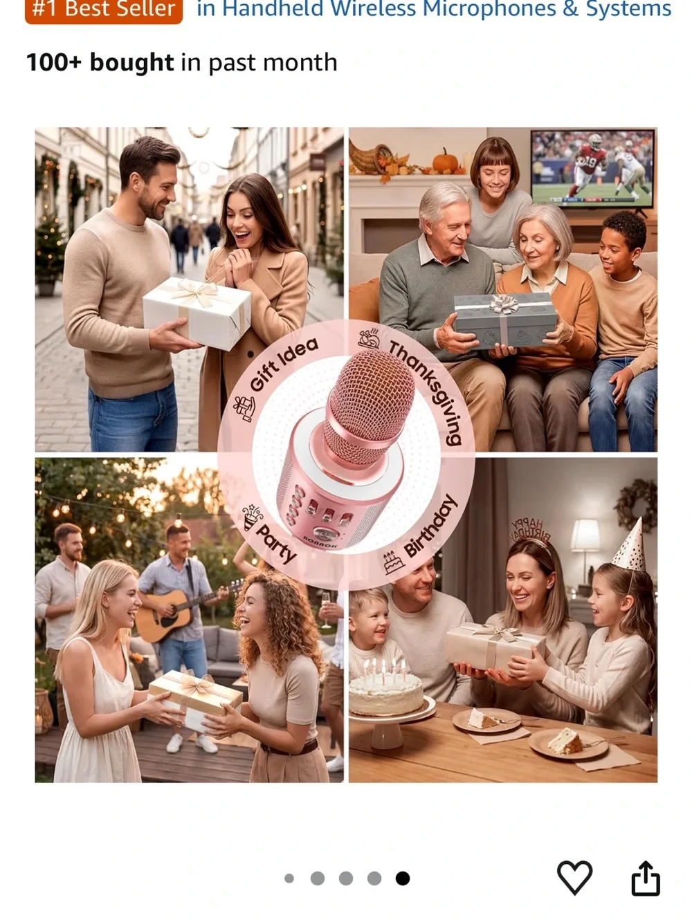 Rose Gold Bluetooth Wireless Handheld Microphone with Speaker
